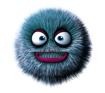 Cute Monster, 3d, ball, blue, face, fluffy, funny, HD wallpaper | Peakpx