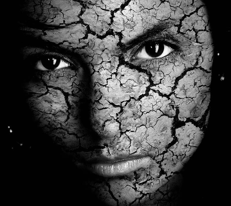 Cracked Face cracked, face, girl, graphics, haunted horror, scary, HD wallpaper
