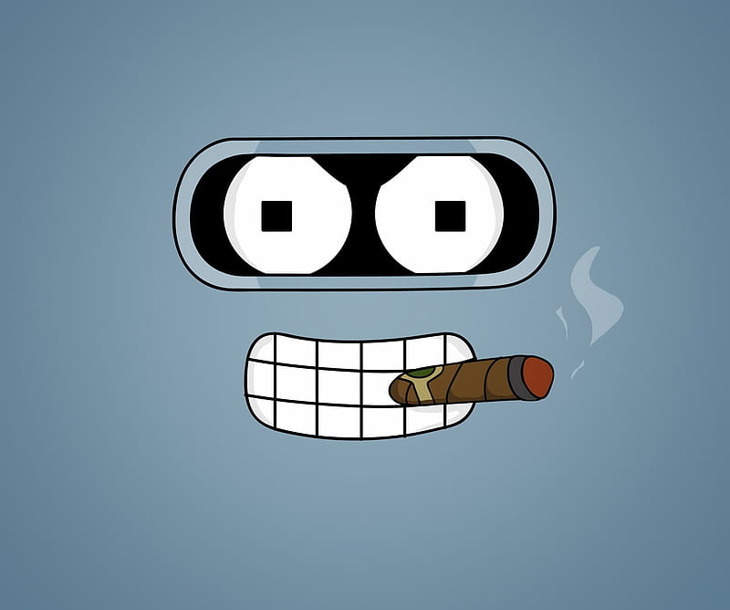 Bender, comedy, funny, futurama, metal, robot, smoking, HD wallpaper