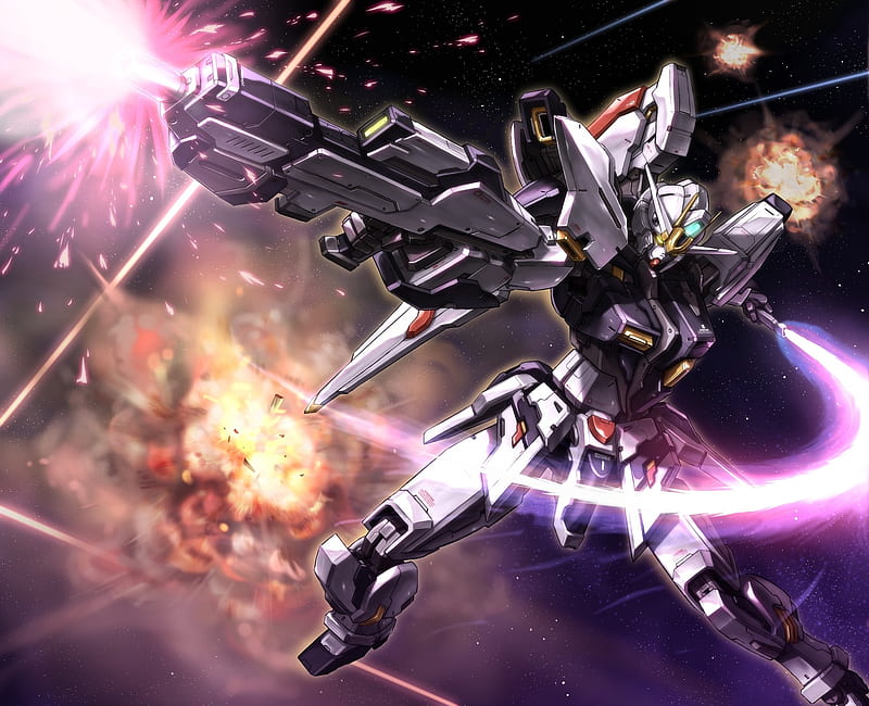 Gundam, battle, space, beam saber, bean gun, HD wallpaper