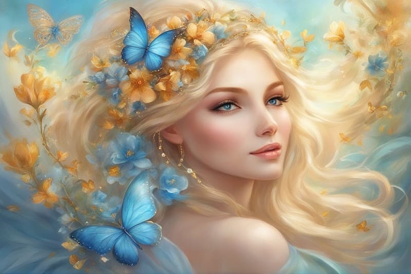 Beauty, Girl, Blonde, Butterflies, HD wallpaper Beauty, Girl, Blonde, Butterflies, HD wallpaper