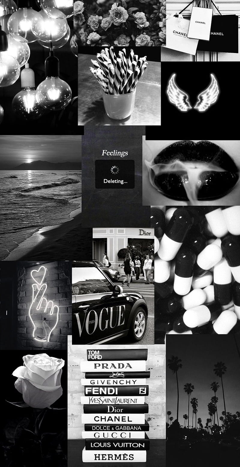 Black&white Aesthetic, Louis Vuitton Collage, HD phone wallpaper