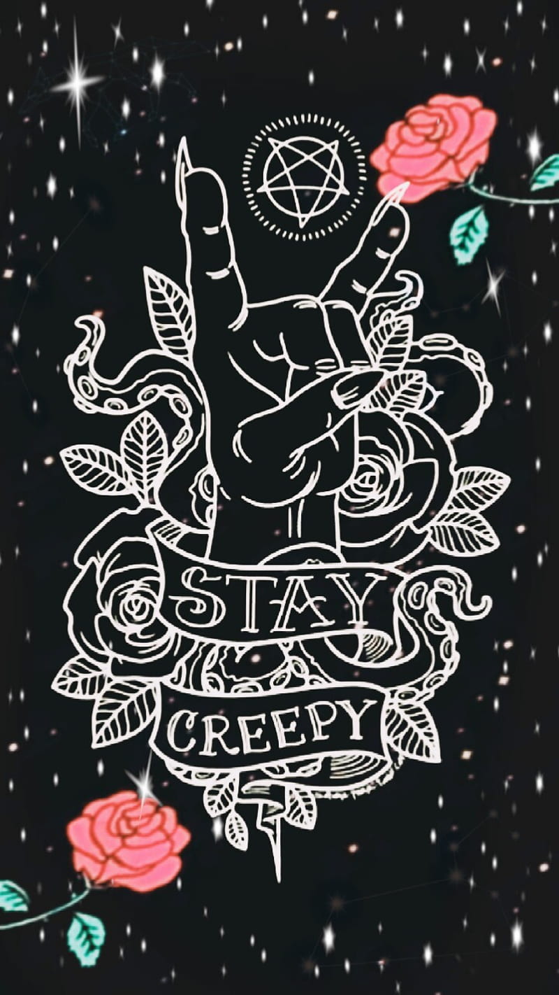Stay Creepy, creepy, goth, monsters, scary, stars, HD phone wallpaper