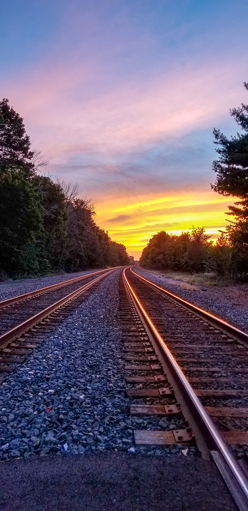 Tracks , train, sunset, HD phone wallpaper