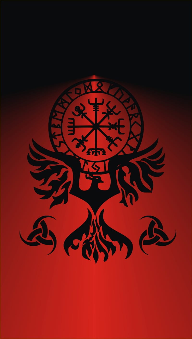 Brújula fenix, simbolo, vikingo, nordico, HD phone wallpaper