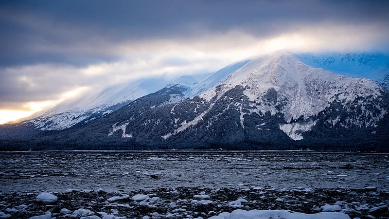 Incredible roadside views on the Seward Highway in Alaska, clouds, sky, rocks, stones, HD wallpaper
