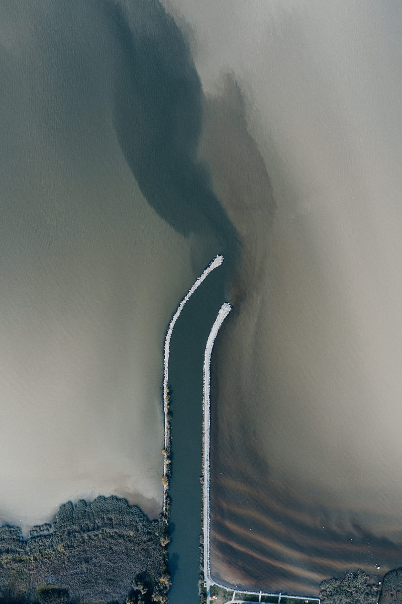 road, water, aerial view, HD phone wallpaper