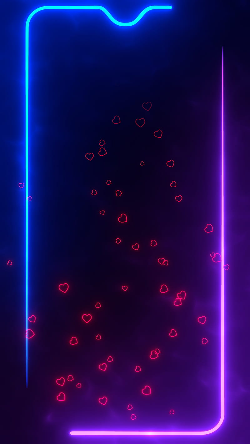 OnePlus Hearts 1, amoled, border, dark, light, love, notch, one plus, samsung, HD phone wallpaper