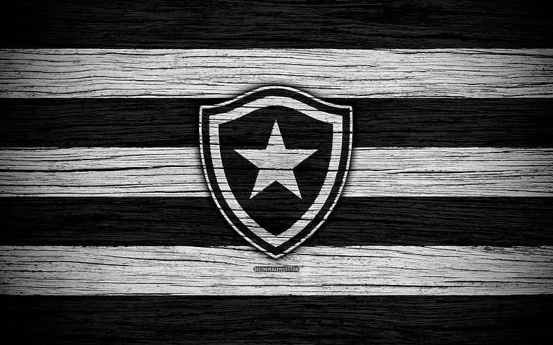 Botafogo Brazilian Seria A, logo, Brazil, soccer, Botafogo FC, football club, Botafogo FR, wooden texture, FC Botafogo, HD wallpaper