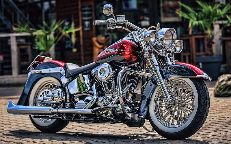 Harley-Davidson Heritage, classic motorcycles, 2019 bikes, superbikes, red motorcycle, Harley-Davidson, HD wallpaper