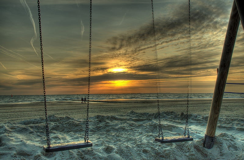Beach with Swing, sun, high dynamic range, background, frolic, dusk, game, teetes, clouds, play, afternoon, sundown, sunrise, evening, morning, wood, , swinging, dawn, joking, waves, sky, frisk, sunrays, sport, beaches, swing, sunshine, hop, fullscreen, sunny, twilight, rocking, graphy, sand, sunsets, sun rays, beachescape, diversion, balance, cantilever, ripples, r, nature, pc, natural, HD wallpaper