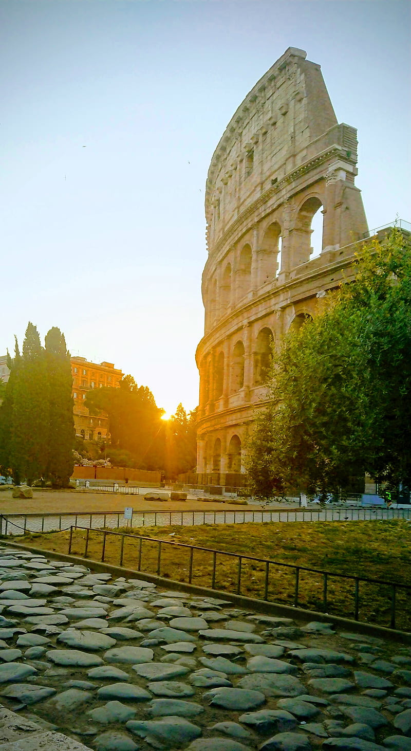Colosseum sunrise, ancient, roman, rome, HD phone wallpaper