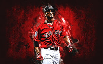 JD Martinez, Boston Red Sox, MLB, portrait, american baseball player, red  stone background, HD wallpaper