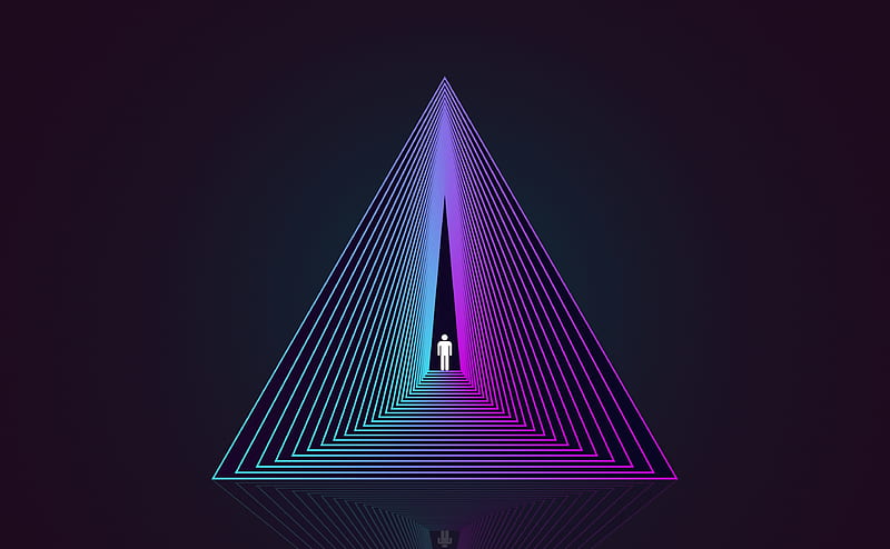 The Triangle Ultra, Aero, Vector Art, Cyan, triangle, alone, purple, gradient, man, HD wallpaper