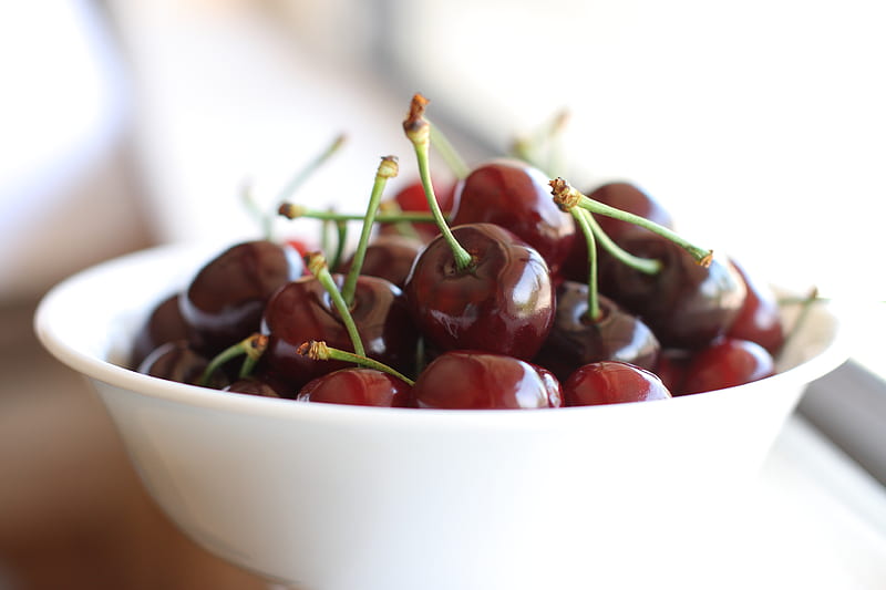 cherry, berries, ripe, bowl, HD wallpaper