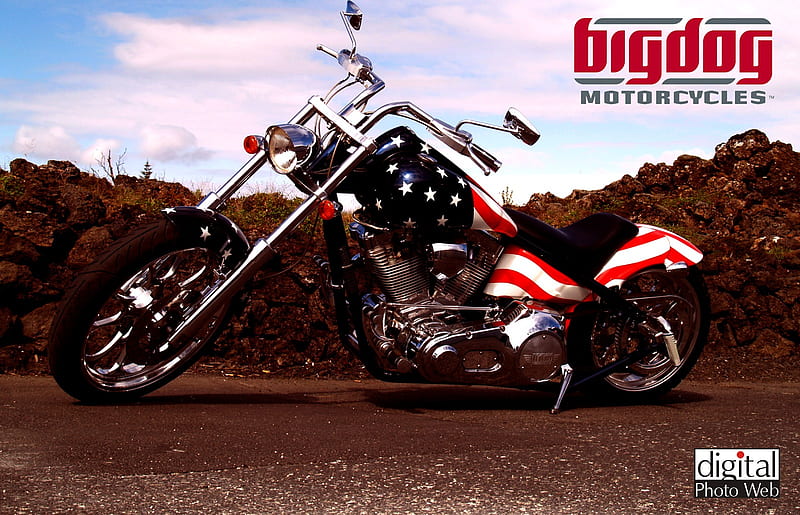 Red -White- Blue- Bike, bike, usa, chopper, big dog, HD wallpaper