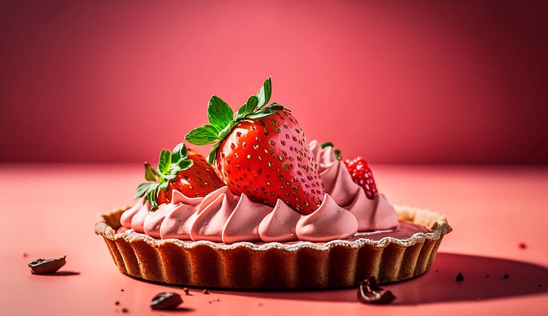 :), neuroset, red, dessert, tarte, cake, food, sweet, pie, strawberry, fruit, HD wallpaper