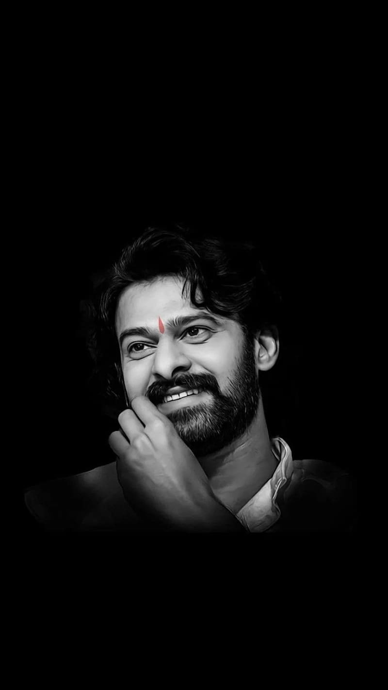 Hero Prabhas Face Potrait, hero prabhas, face potrait, actor, south indian, black background, HD phone wallpaper