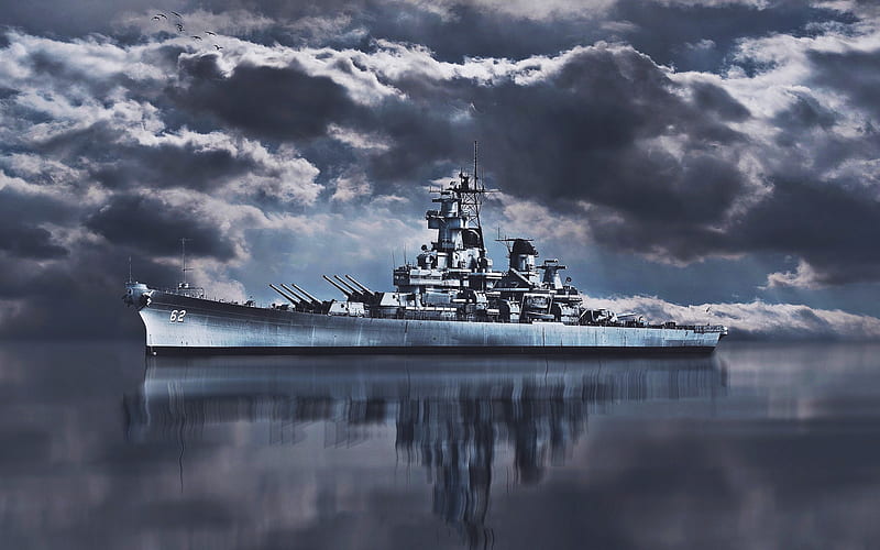 USS New Jersey, R, BB-62, sea, battleship, United States Navy, US army, US Navy, HD wallpaper
