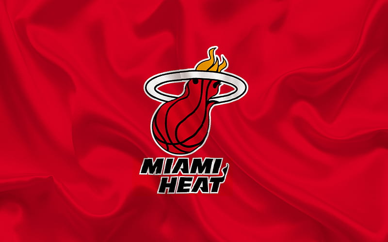 Basketball club, Miami Heat, NBA, Miami, Florida, USA, basketball, Miami Heat emblem, logo, red silk, HD wallpaper
