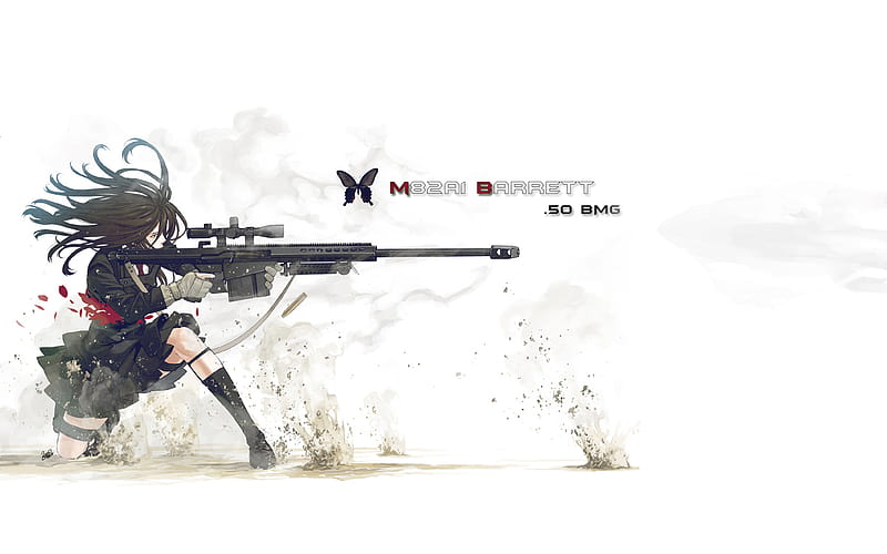 M82A1 BARRET.50bmg, barret, guns, girl, anime, HD wallpaper