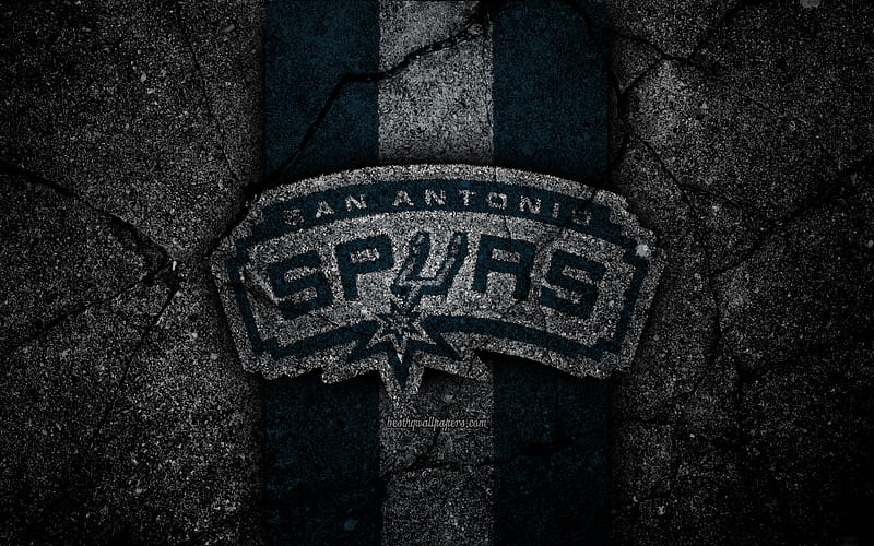 San Antonio Spurs, NBA logo, black stone, basketball, Western Conference, asphalt texture, USA, creative, basketball club, San Antonio Spurs logo, HD wallpaper
