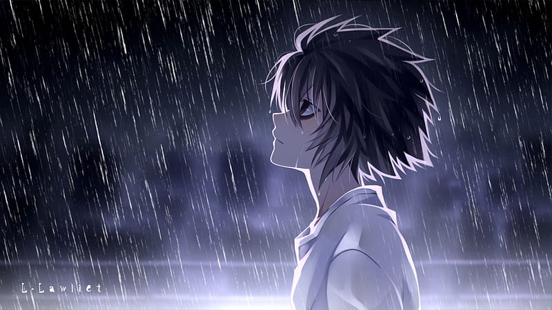 light yagami in rain death note anime, HD wallpaper