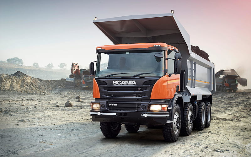 Scania P-series career, 2018 truck, 8x4, Scania P440, Dump Truck, tipper, new P440, trucks, Scania, HD wallpaper
