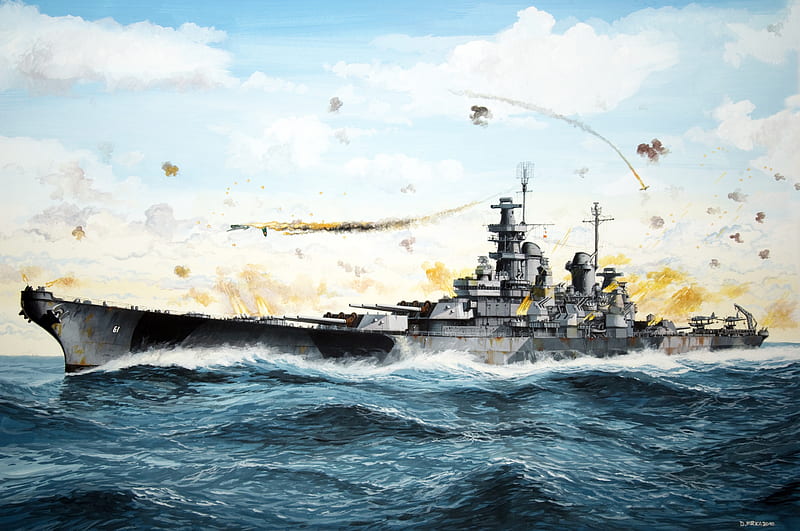 Warships, USS Iowa (BB-61), Artistic, Battleship, Warship, HD wallpaper