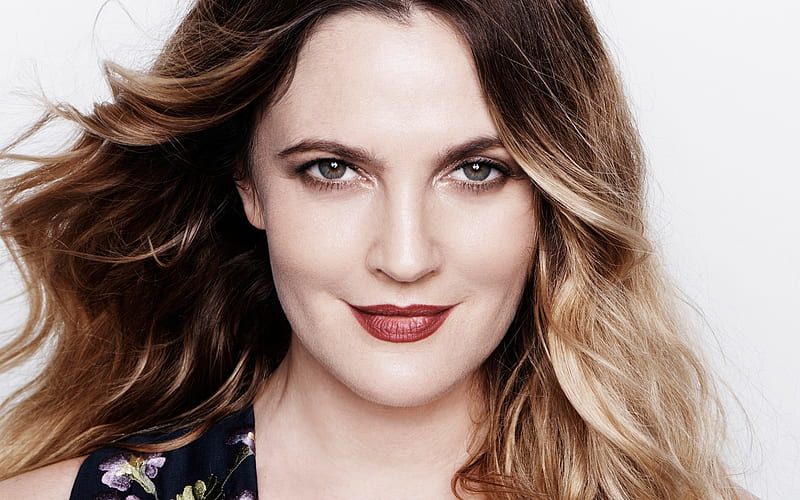 Drew Barrymore, American actress, portrait, smile, hoot, make-up, Hollywood star, HD wallpaper