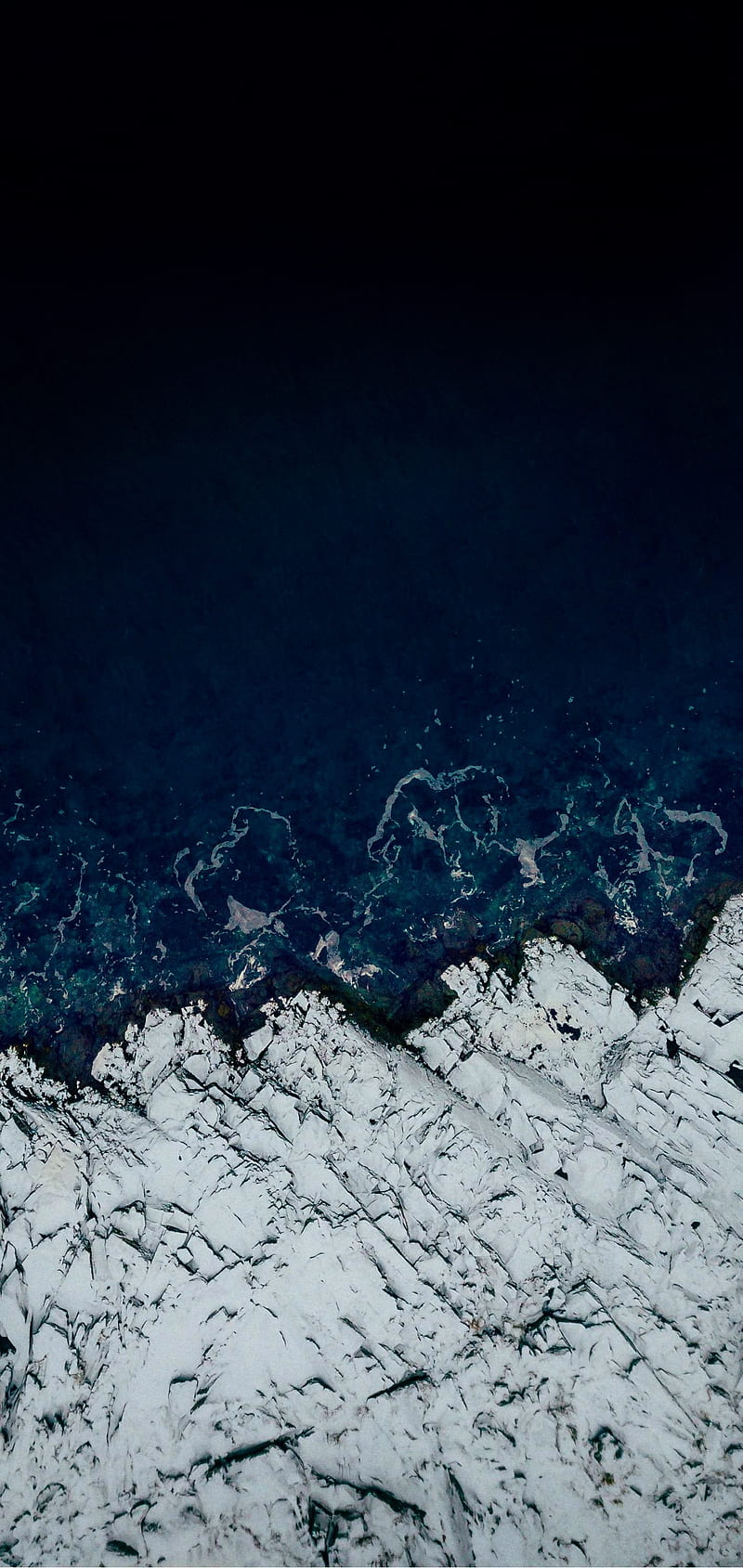 Darkest cold water, black, blue, dark, ice, sea, waves, white, HD phone wallpaper