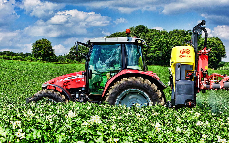 Massey Ferguson 5610 wheel tractor, modern agricultural equipment, tractors, Massey Ferguson, HD wallpaper