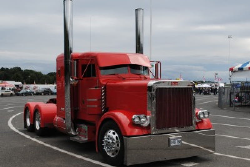 Custom Red Peterbilt, truck, pete, big rig, semi, HD wallpaper