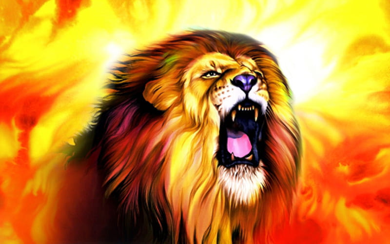Fire Lion - Lion - Lightning, HD wallpaper