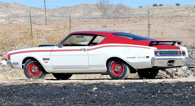 Mercury Cyclone, Classic, Muscle Car, White, Red, HD wallpaper