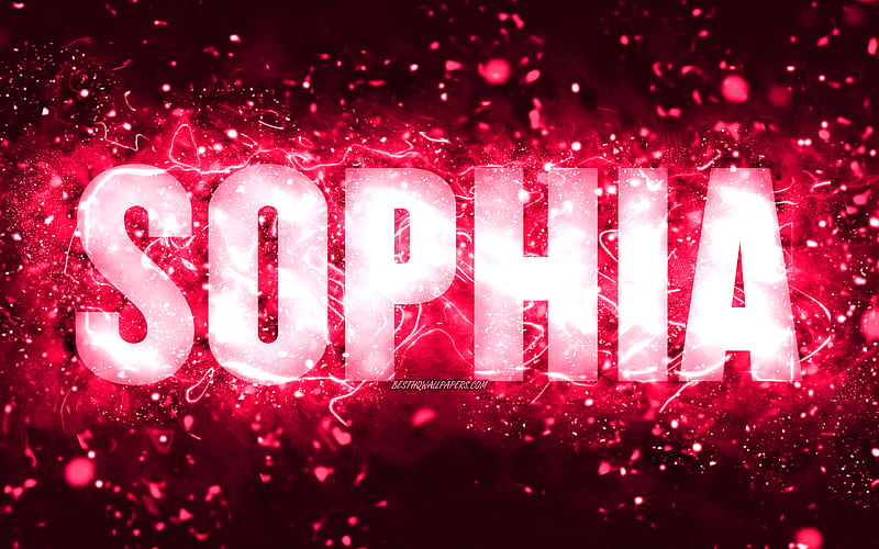 Happy Birtay Sophia pink neon lights, Sophia name, creative, Sophia Happy Birtay, Sophia Birtay, popular american female names, with Sophia name, Sophia, HD wallpaper