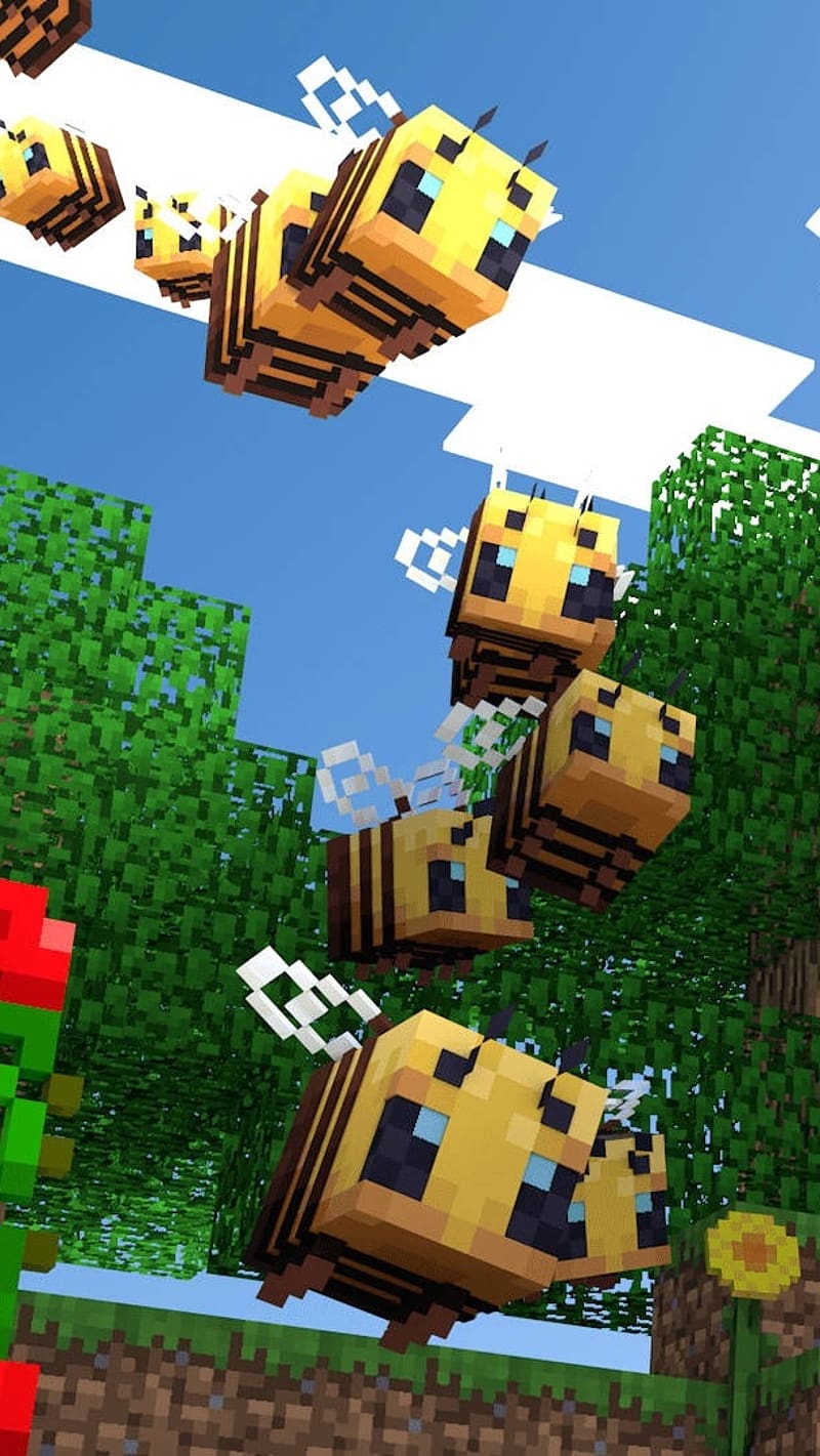 Minecraft.bees, minecraft, bees, game, anime, HD phone wallpaper