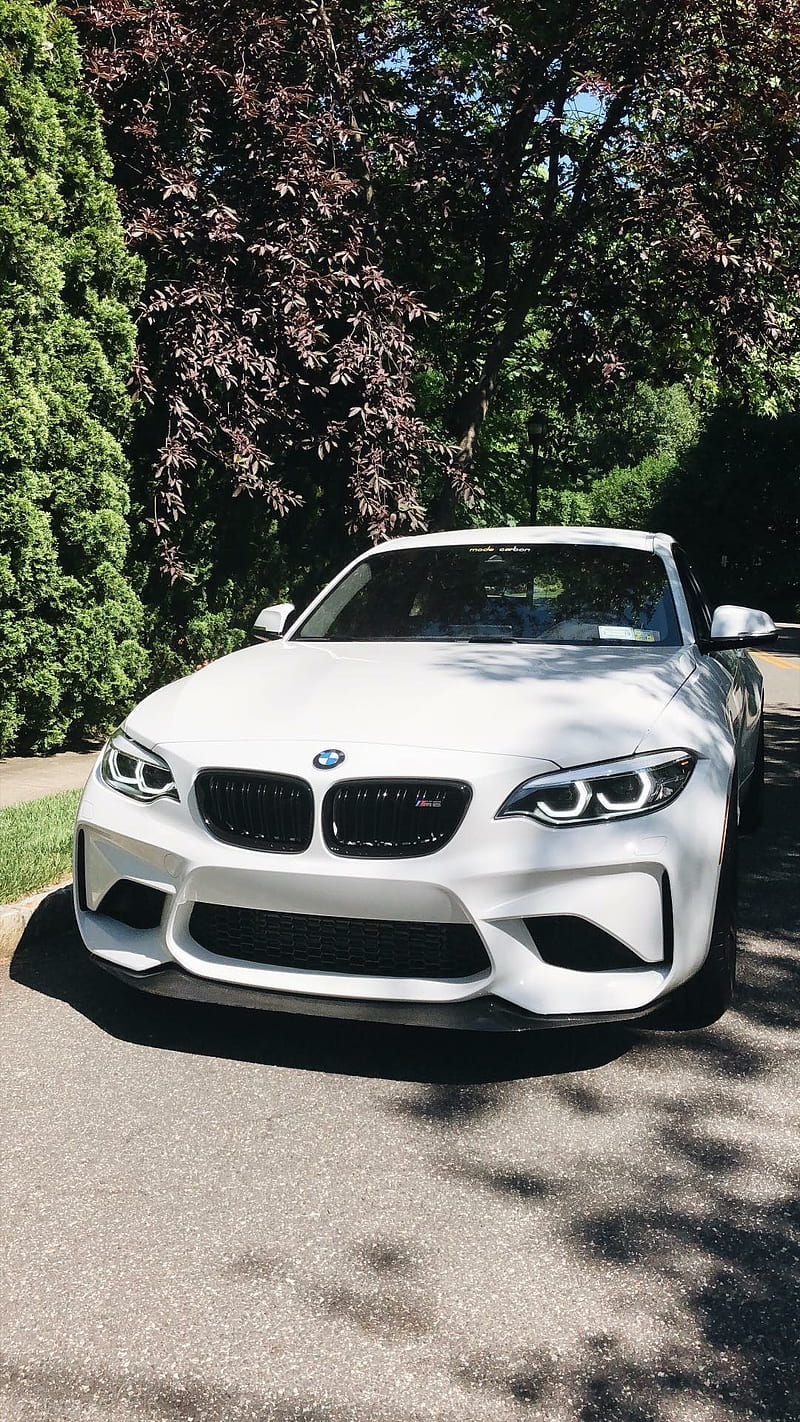BMW M2 competition, white, car, supercar, sports, america, new, forest, HD phone wallpaper