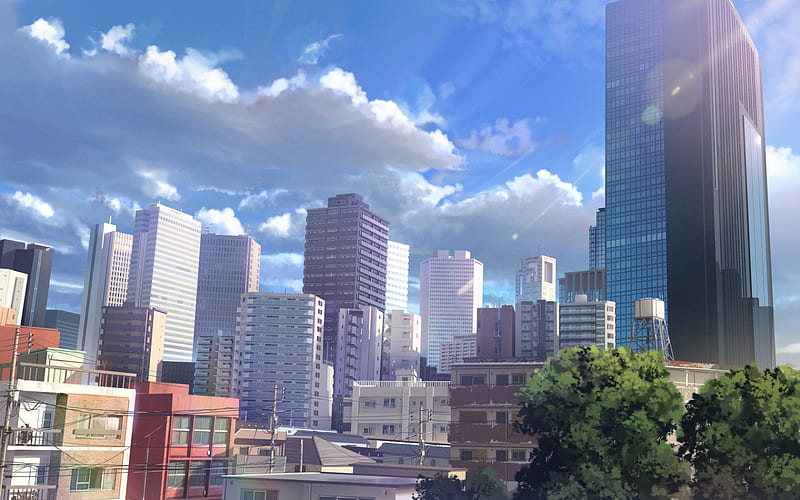 Anime paisaje, ciudad, edificios, realista - ciudad paisaje anime -, Fondo  de pantalla HD | Peakpx