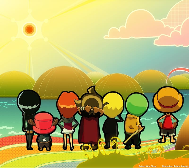 Anime, Sunset, One Piece, Tony Tony Chopper, Usopp (One Piece), Roronoa Zoro, Monkey D Luffy, Nami (One Piece), Sanji (One Piece), Nico Robin, HD wallpaper