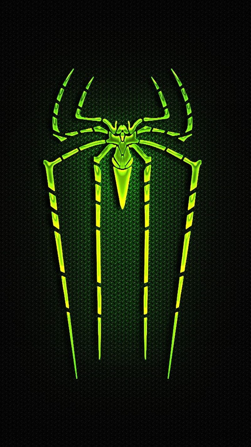 Green Spider Man, cartoons, drawn, film, ios, logo, spiderman, HD phone wallpaper