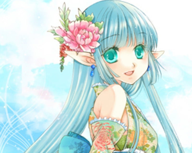 Blue-haired elf futanari - wide 3