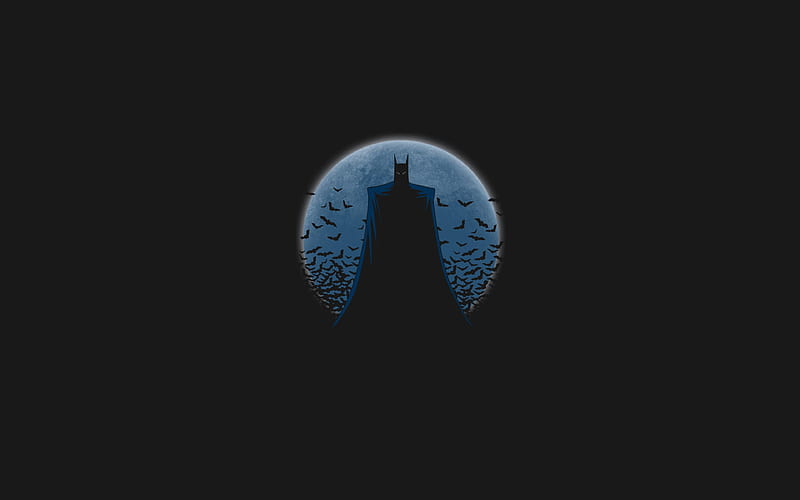 Batman gray background, superheroes, minimal, Bat-man, batman at night, Batman minimalism, HD wallpaper