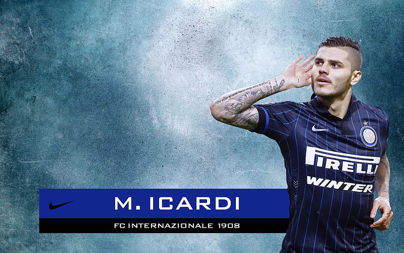 Mauro Icardi, Inter Milan FC, Internazionale FC, art, portrait, Argentinian football player, wall texture, Serie A, Italy, Inter, HD wallpaper