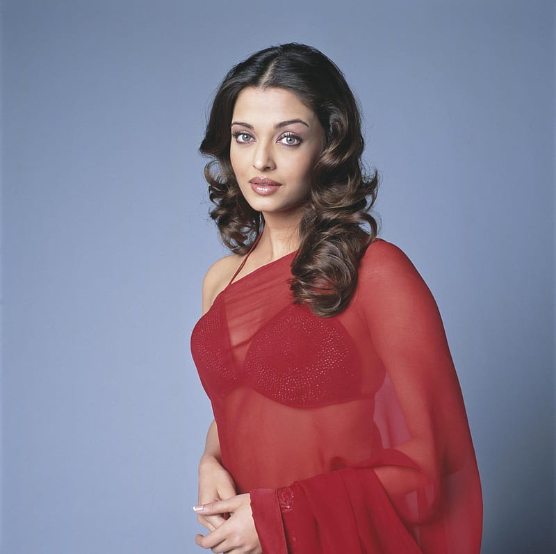 aishwarya rai hot in red saree, red, miss world, model, actress, indian, bonito, saree, aishwarya rai, HD wallpaper
