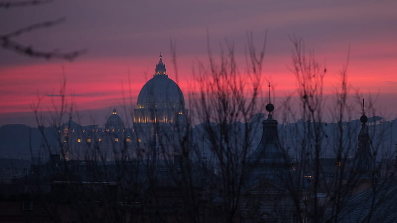 St. Peter's Basilica Vatican During Evening Time In Italy Rome Travel, HD wallpaper