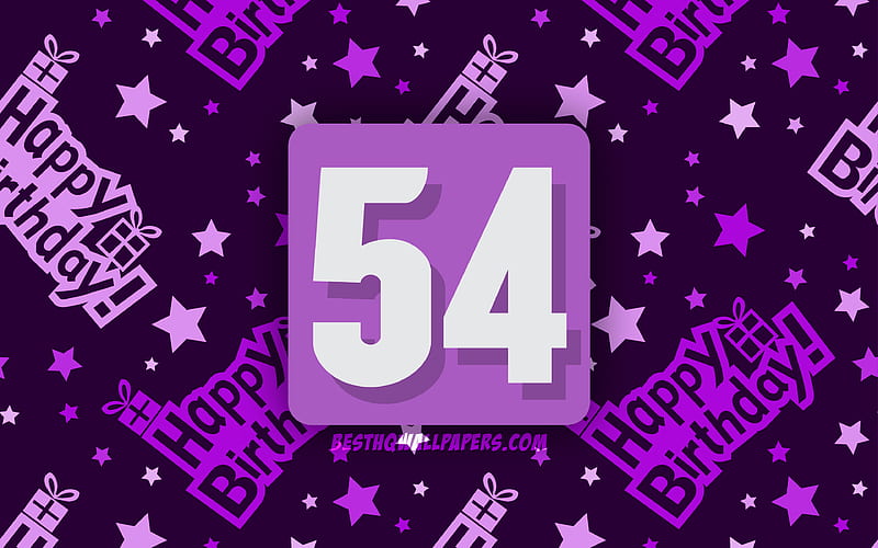 Happy 54 Years Birtay, violet abstract background, Birtay Party, minimal, 54th Birtay, Happy 54th birtay, artwork, Birtay concept, 54th Birtay Party, HD wallpaper