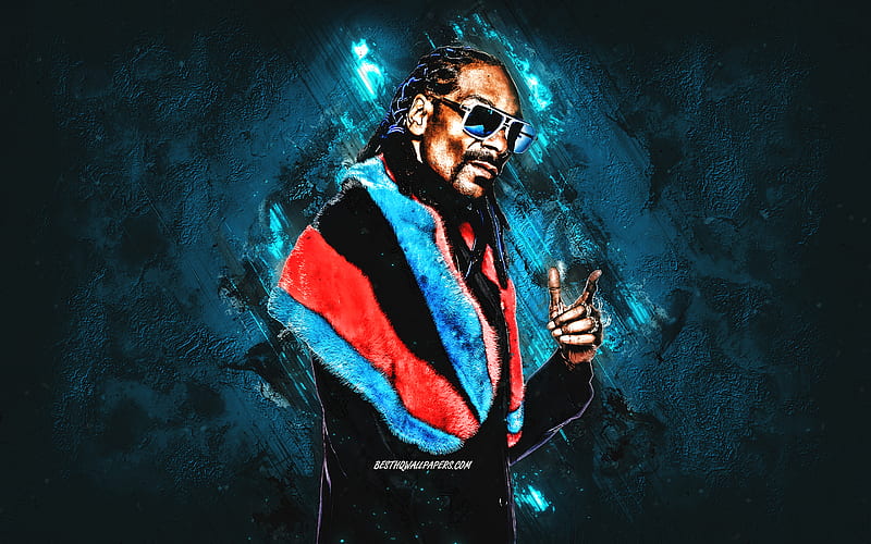 Snoop Dogg, American rapper, blue stone background, Calvin Cordozar Broadus Jr, creative art, portrait, HD wallpaper
