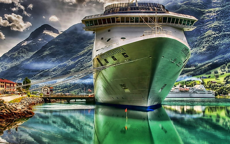 Costa Atlantica, sea, R, cruise ships, Costa Crociere, Costa Atlantica Ship, HD wallpaper