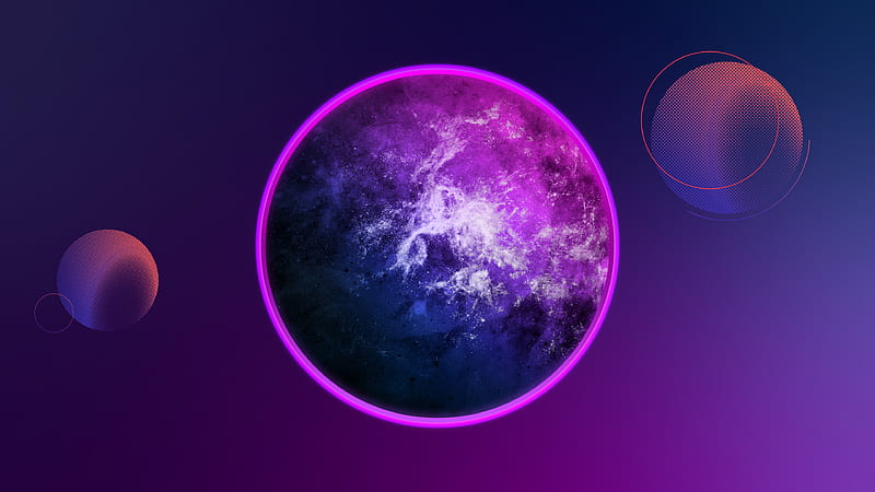 Neon Retro Planets, HD wallpaper